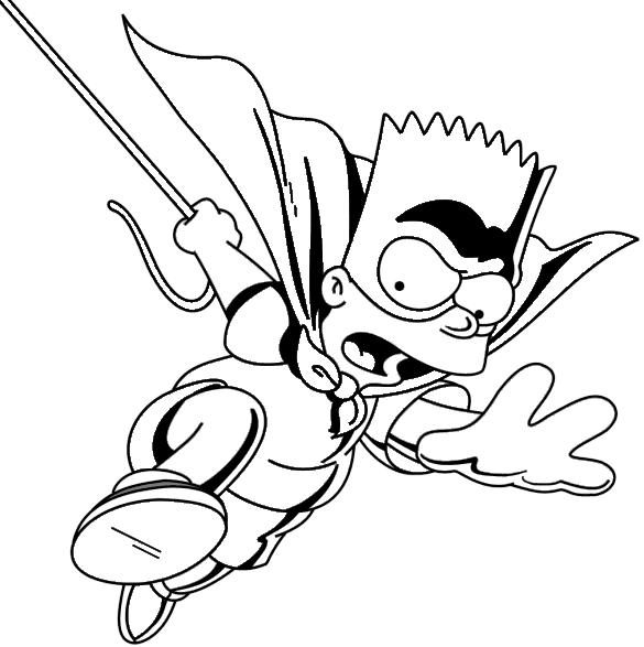 coloriage bart simpson joue au super heros